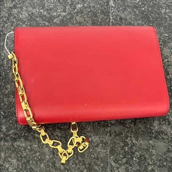Louis Vuitton Red and Gold Clutch with Chain - Picture 10 of 10